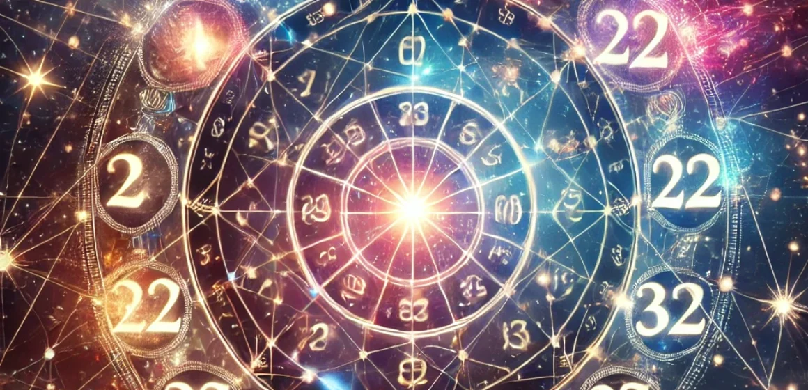 DALL·E 2025-03-09 18.01.39 - A visually engaging numerology chart with symbolic numbers (1-9, 11, 22, 33) connected by energetic lines, illustrating their influence on personality